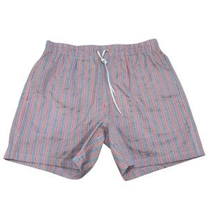 NWT Men’s Fiorio Milano Striped Coral Blue Swim Trunks Shorts Size Large